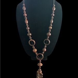 Bohemian Brown Beaded Necklace with Tassel